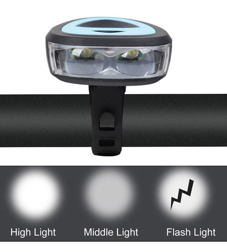 3 Modes Bicycle Headlight 120db Electric Horn MTB Bike Bell Bike Accessories USB Rechargeable Cycling Horn Light