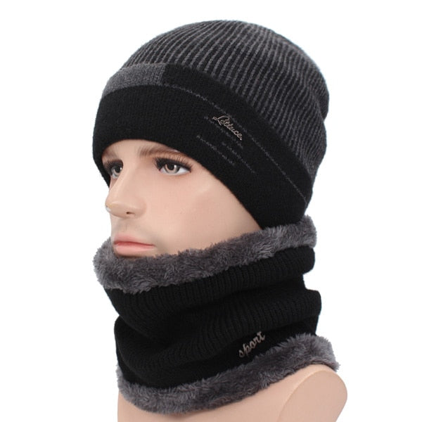 Skullies Beanies Men Scarf Knitted Hat Cap Male Plus Gorras Bonnet Warm Wool Thick Winter Hats For Men Women Beanie Hat