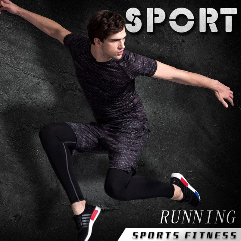 tights men's sports suit gym man's sportswear sport clothes for men training jogging tracksuits running compression sport suits