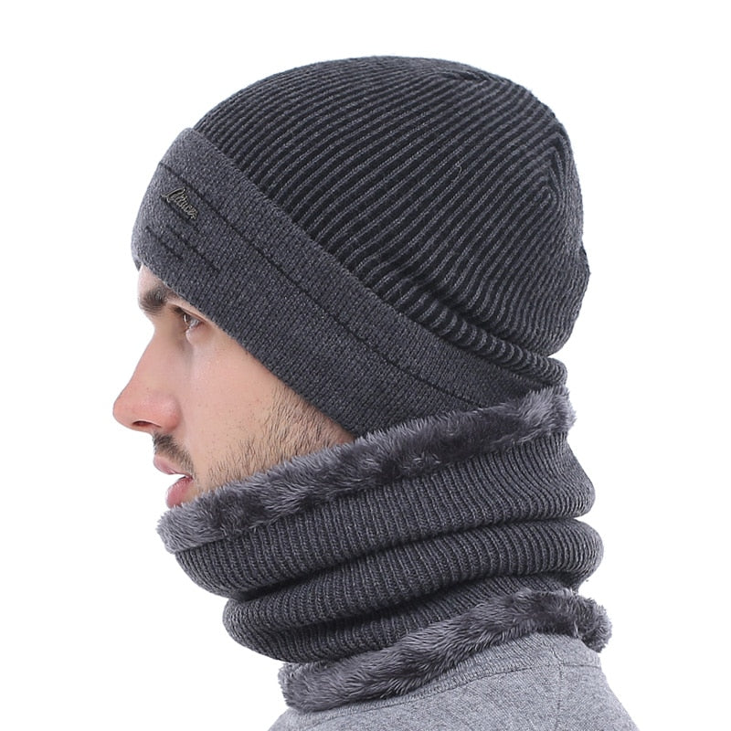 Skullies Beanies Men Scarf Knitted Hat Cap Male Plus Gorras Bonnet Warm Wool Thick Winter Hats For Men Women Beanie Hat