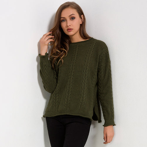 Load image into Gallery viewer, Braided Style Long Sleeve Sweater-women-wanahavit-Green-One Size-wanahavit
