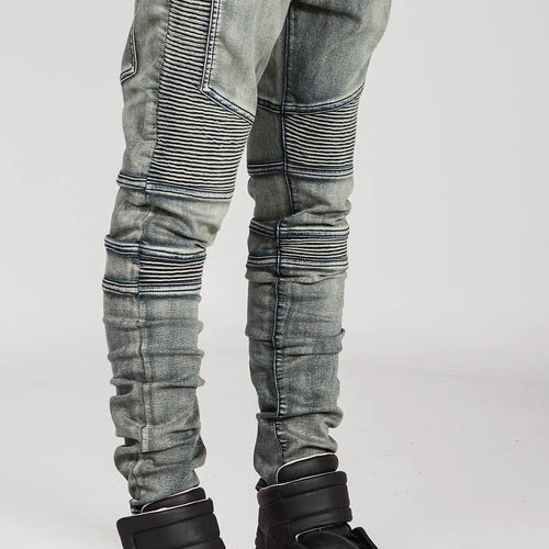 Load image into Gallery viewer, Hi-Street Ripped Slim Fit Biker Jeans-men-wanahavit-Gray-29-wanahavit
