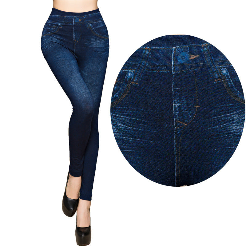 Fashion Slim Fit Faux Denim Jeggings-women-wanahavit-wanahavit