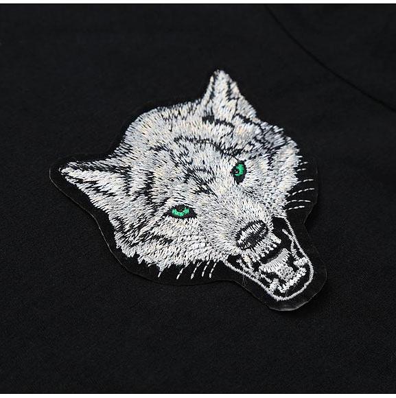 Wolf Embroidery Cotton Short Sleeve Tees-men-wanahavit-O neck Wine-S-wanahavit