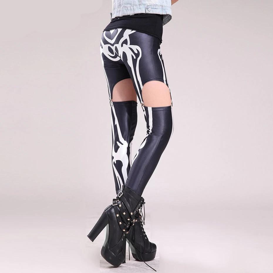 Gothic Skeleton Print Patchwork Hollow Steampunk Legging Pants-women fashion-wanahavit-Black-One Size-wanahavit