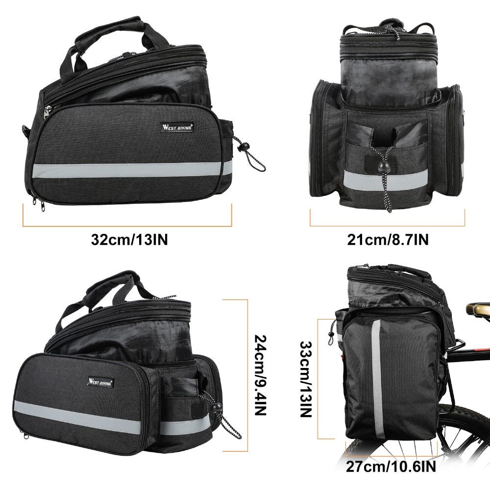 Mountain Road Bicycle Bag Bike 3 in 1 Trunk Bag Cycling Double Side Rear Rack Tail Seat Pannier Pack Luggage Carrier