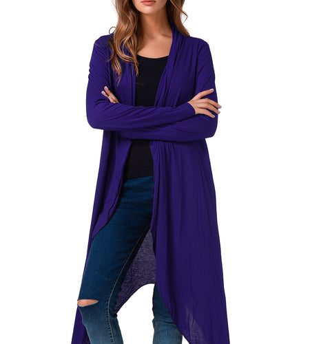 Asymmetrical Casual Long Cardigan-women-wanahavit-Blue-L-wanahavit