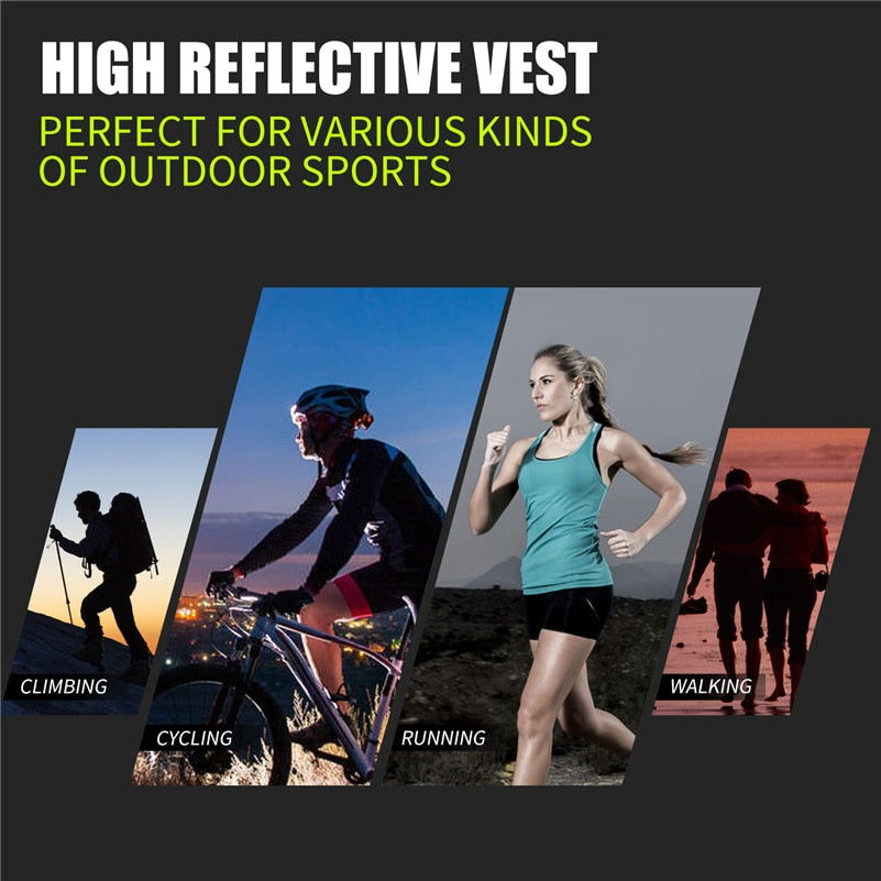 Reflective Cycling Vest Men Women Safety Bike Vests Sleeveless Breathable Quick Drying Bicycle Jacket Sports Vest