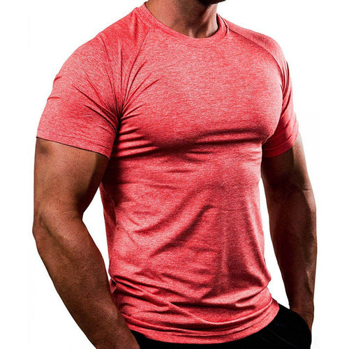 Load image into Gallery viewer, Short sleeve Quick dry Solid T-shirt Men Gyms Fitness Bodybuilding Skinny t shirt Male Jogger Workout Tee Tops Crossfit Clothing
