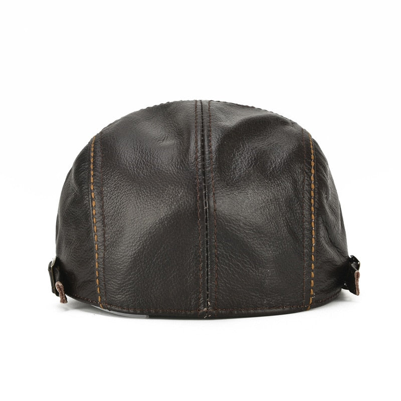 Solid Genuine Leather Winter Berets Cap for Men Warm Winter High Quality Beret Hats Flat Beret Cap Bone Brim Hats
