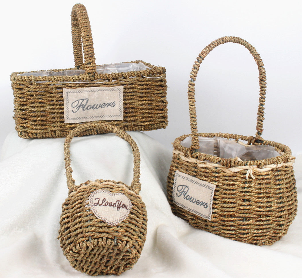 Big Handmade Bamboo Flower Basket with Handle-home accent-wanahavit-C-wanahavit