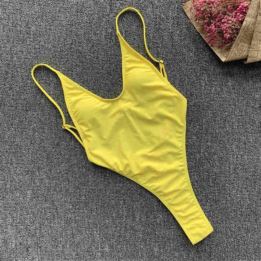 Sexy Backless Thong One Piece Swimsuit Female Bather Women Swimwear High Cut Bathing Suit Swim Beach Lady Monokini V1574