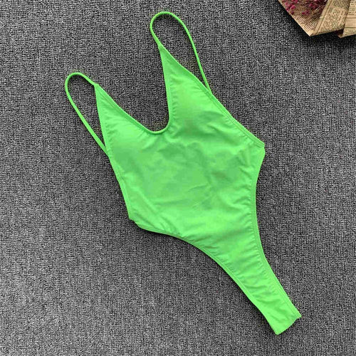 Load image into Gallery viewer, Sexy Backless Thong One Piece Swimsuit Female Bather Women Swimwear High Cut Bathing Suit Swim Beach Lady Monokini V1574
