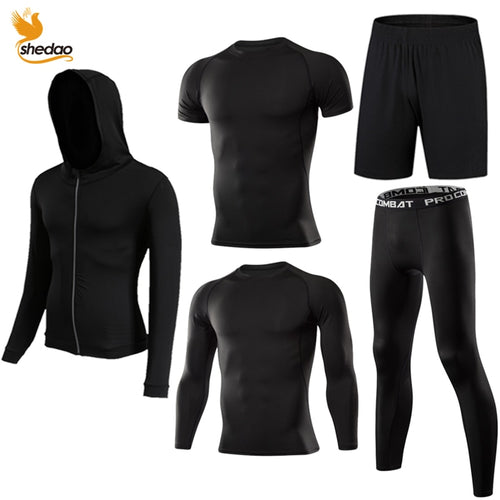 Load image into Gallery viewer, Men&#39;s Gym Training Fitness Sportswear Tights Slim Clothes Running Workout Tracksuit Suits Quick Drying High Elastic Sports Wear
