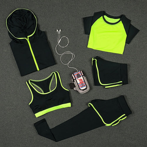 Load image into Gallery viewer, Women Yoga Sport Suit Bra Set Female Short-sleeved Summer Sportswear Running Quick Dry Fitness Training Clothing
