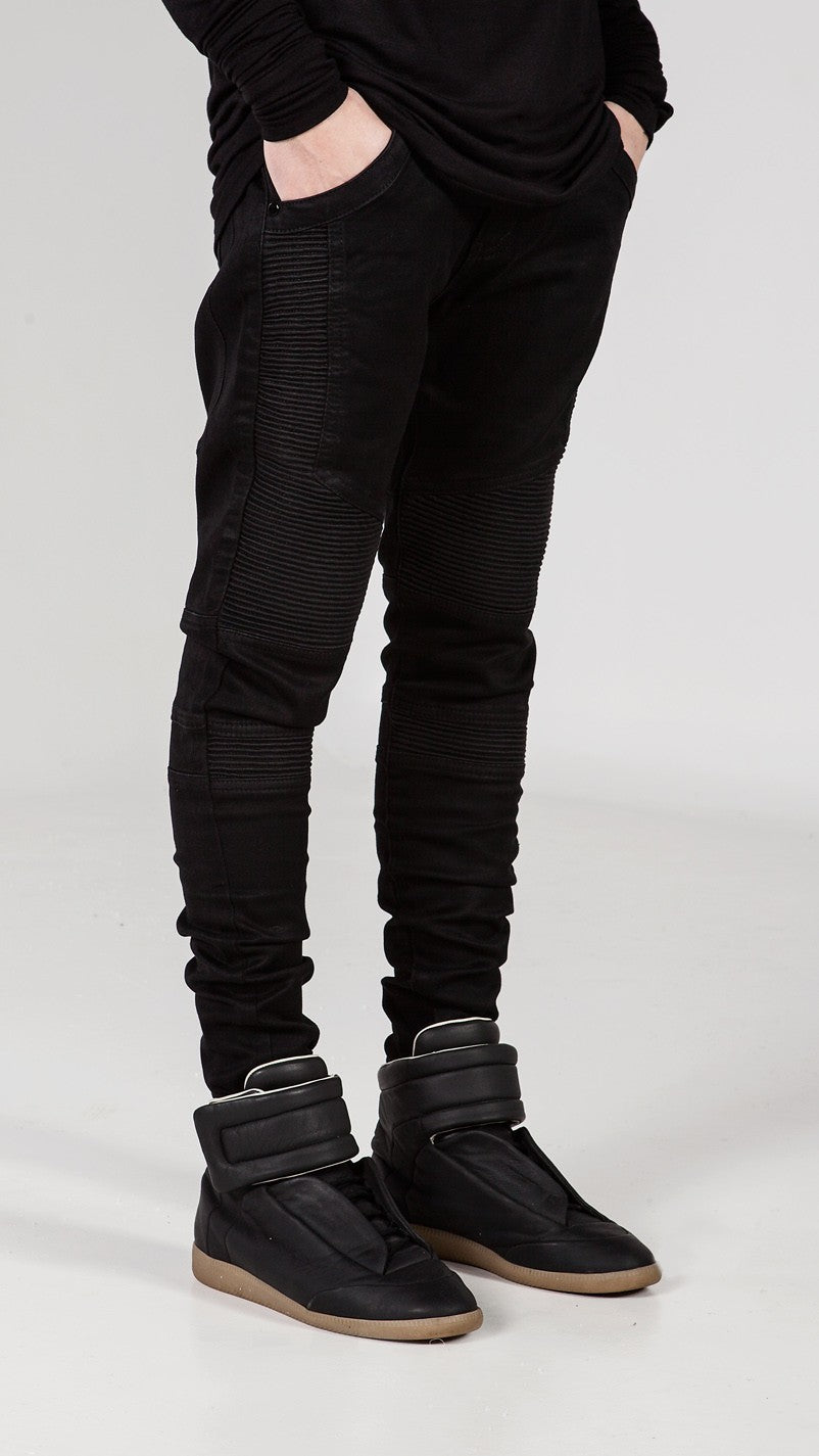 Hi-Street Ripped Slim Fit Biker Jeans-men-wanahavit-Black-29-wanahavit