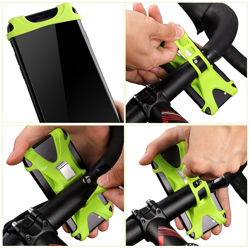 Silicone Bike Phone Holder 4.0-5.5 inch Smart Mobile Phone Bike Mount Bracket GPS Phone Stand Bicycle Phone Holder