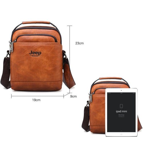 Load image into Gallery viewer, Men Leather Shoulder Bag 2 piece set Handbags Business Casual Messenger Bag Crossbody Male Tote Bags For iPad
