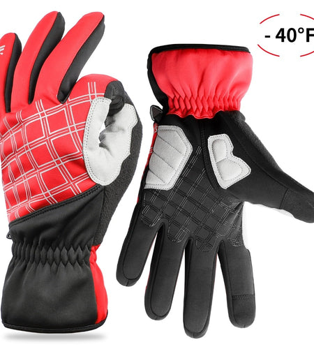 Winter Cycling Gloves Thermal Full Finger Bike Gloves Touch Screen Windproof Warm Outdoor Sports Ski Bicycle Gloves