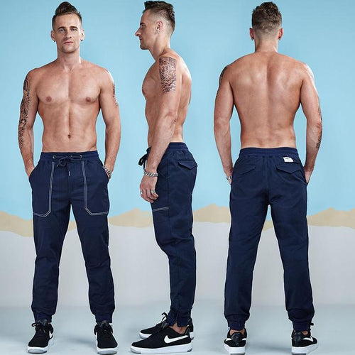 Load image into Gallery viewer, Designer Pocket Cotton Jogger Pants-men fashion &amp; fitness-wanahavit-DarkBlue-28-wanahavit
