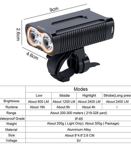MTB Road Bike Light USB Rechargeable Bicycle Light Led Front Headlight & Tail Light Set Cycling Taillight Bike Lamp