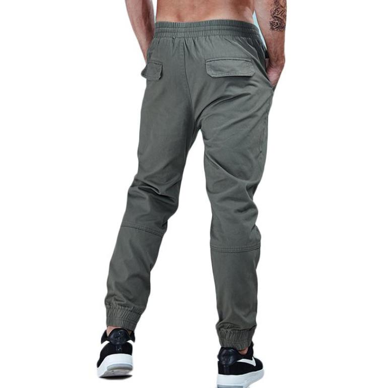 Solid Color Cotton Twill Tapered Jogger Pants-men fashion & fitness-wanahavit-Khaki-30-wanahavit