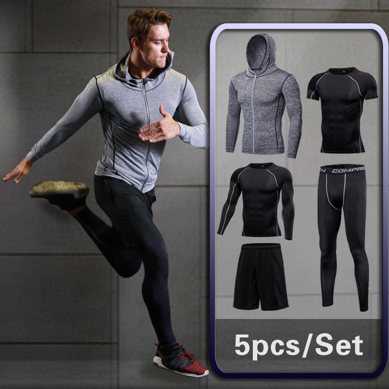 5 Pcs/Set Men's Tracksuit Gym Fitness Compression Sports Running