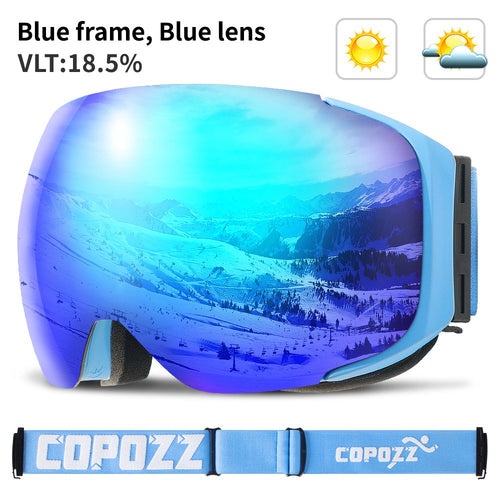 Load image into Gallery viewer, Magnetic ski goggles double layers UV400 anti-fog big ski mask glasses skiing men women snow snowboard goggles
