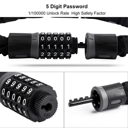 Load image into Gallery viewer, Bicycle Lock 5 Password Bike Digital Chain Lock Security Outddor Anti-Theft Lock Motorcycle Cycling Bike Accessories
