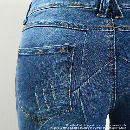 Load image into Gallery viewer, Cross Line Patchwork Low Waist Stretchy Skinny Pants-women-wanahavit-blue-S-wanahavit
