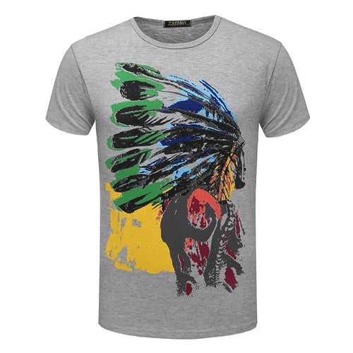 Load image into Gallery viewer, RGBY Indian Printed Casual Loose Fit T Shirt-men-wanahavit-Grey Indian-2XL-wanahavit
