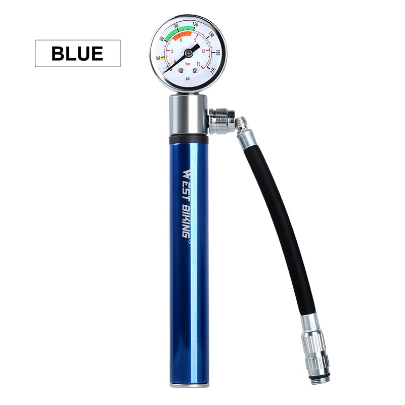 Mini Bicycle Pump With Pressure Gauge 120 PSI Hand Cycling Pump Presta and Schrader Ball Road MTB Tire Bike Pump