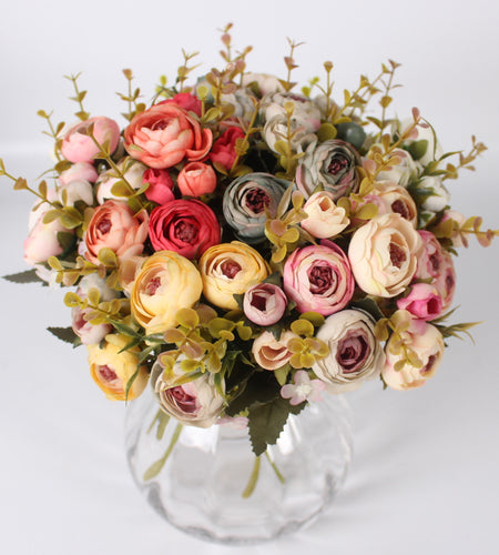 5 Branches European Style Artificial Rose-home accent-wanahavit-light pink-wanahavit