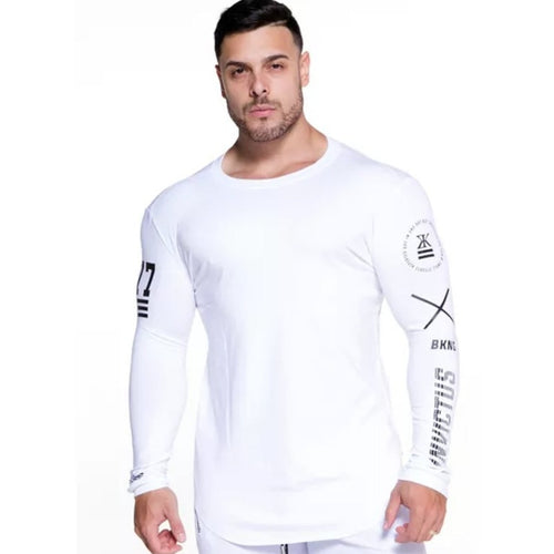 Load image into Gallery viewer, Men Bodybuilding Long Sleeve Shirt Male Casual Fashion Skinny T-Shirt Gym Fitness Workout Tees Tops Running Quick Dry Clothing
