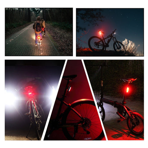 Load image into Gallery viewer, Bicycle Rear Light USB Rechargeable LED Tail Light Bike Accessories 6 Mode Cycling Safety Helmet Bag Lamp
