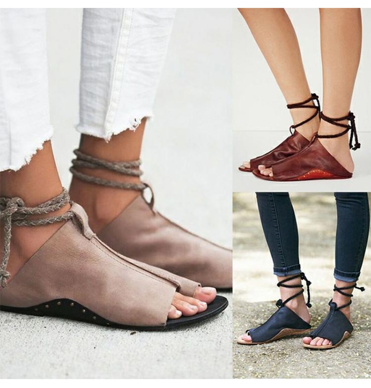 Ankle Strap Soft Leather Flat Sandals-women-wanahavit-Black-5-wanahavit
