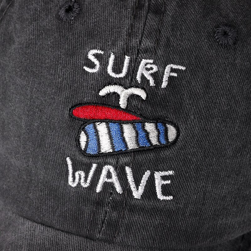 Unisex High Quality Cap Surf Wave Embroidered Washed Cotton Baseball Cap Men Women Casual Adjustable Retro Snapback Hats