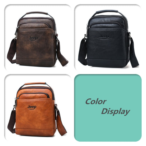 Load image into Gallery viewer, Men Leather Shoulder Bag 2 piece set Handbags Business Casual Messenger Bag Crossbody Male Tote Bags For iPad
