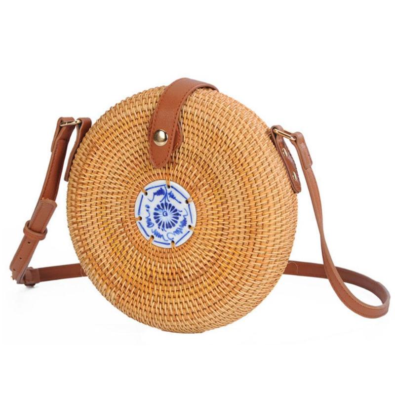 Small Decorative Flap Round Straw Rattan Bag-women-wanahavit-wanahavit