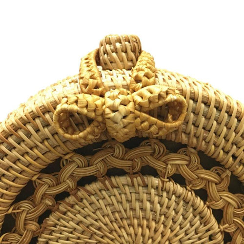 Load image into Gallery viewer, Big Mandala Pattern Flap Round Straw Rattan Bag-women-wanahavit-wanahavit
