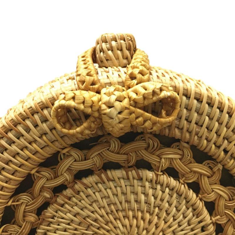 Big Mandala Pattern Flap Round Straw Rattan Bag-women-wanahavit-wanahavit