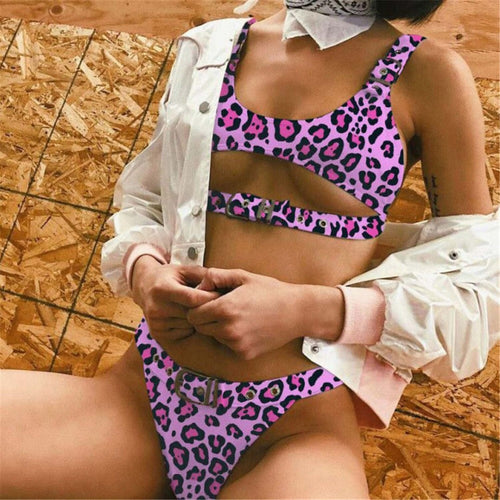Load image into Gallery viewer, Sexy Buckle Straps Brazilian Bather Bikini-women fitness-wanahavit-Purple-L-wanahavit
