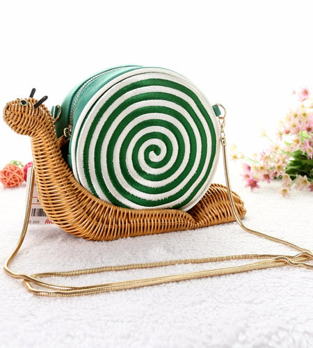 Snail ShapeCasual Clutch Rattan Handbag-women-wanahavit-Green-wanahavit