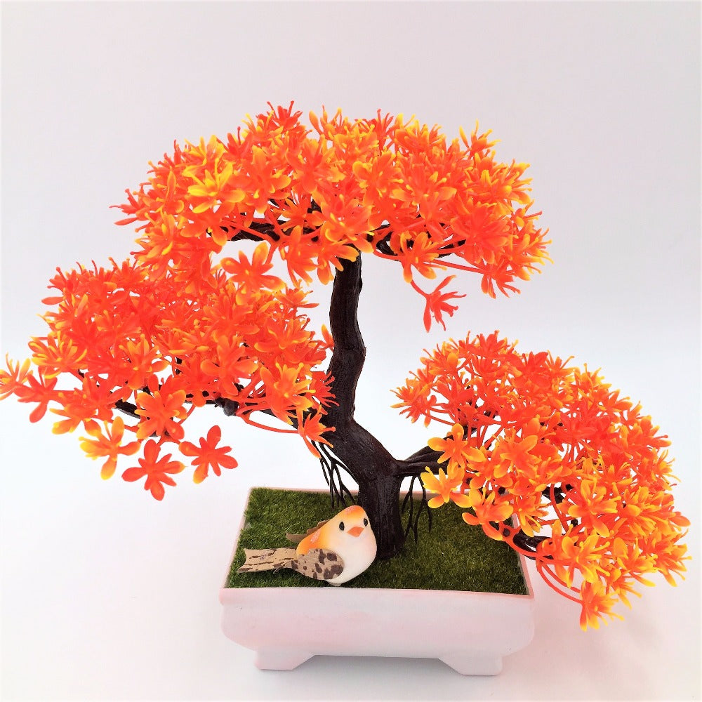 Artificial Sakura Bonsai with Vase-home accent-wanahavit-orange red-wanahavit