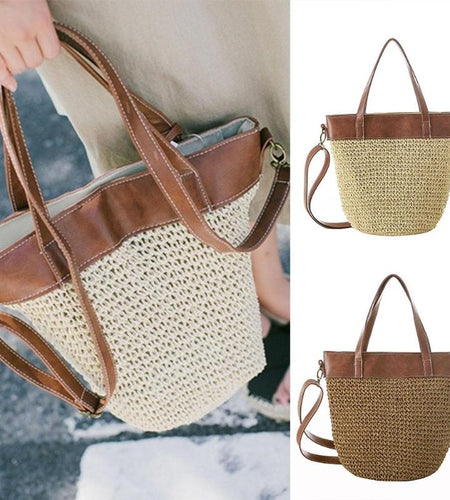 Pillow Shape Straw Tote Bag-women-wanahavit-Beige-wanahavit