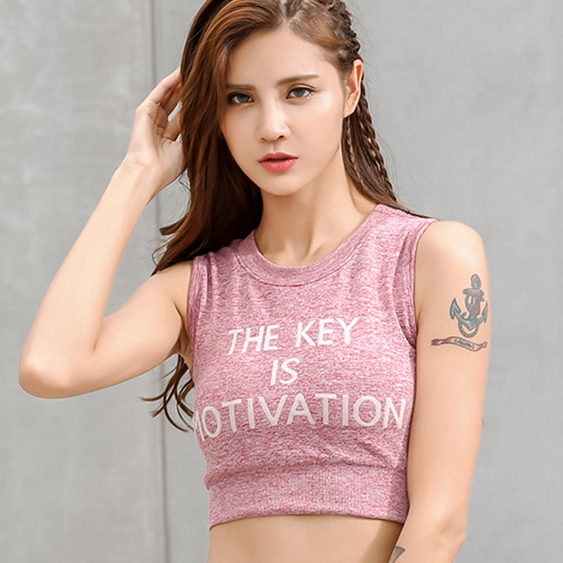 The Key is Motivation Print Sleeveless Shirt-women fashion & fitness-wanahavit-Purplish Red-M-wanahavit