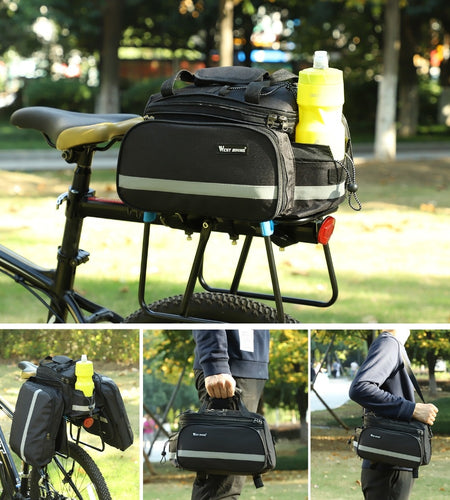 Mountain Road Bicycle Bag Bike 3 in 1 Trunk Bag Cycling Double Side Rear Rack Tail Seat Pannier Pack Luggage Carrier
