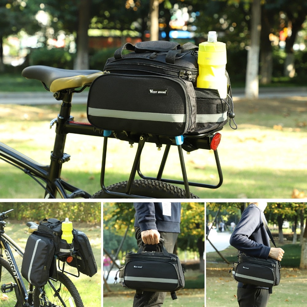 Mountain Road Bicycle Bag Bike 3 in 1 Trunk Bag Cycling Double Side Rear Rack Tail Seat Pannier Pack Luggage Carrier