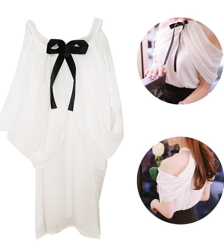 Sexy Off Shoulder Top Slash Chiffon Blouse-women-wanahavit-One Size-wanahavit