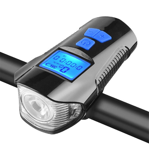 Load image into Gallery viewer, Waterproof Bicycle Light USB Rechargeable Bike Front Light Flashlight With Bike Computer LCD Speedometer Cycling Head Light Horn
